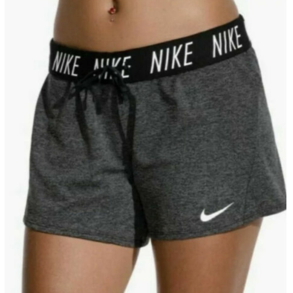 Nike Dry Training Shorts Womens XS Gray Logo Waistband 890470-010